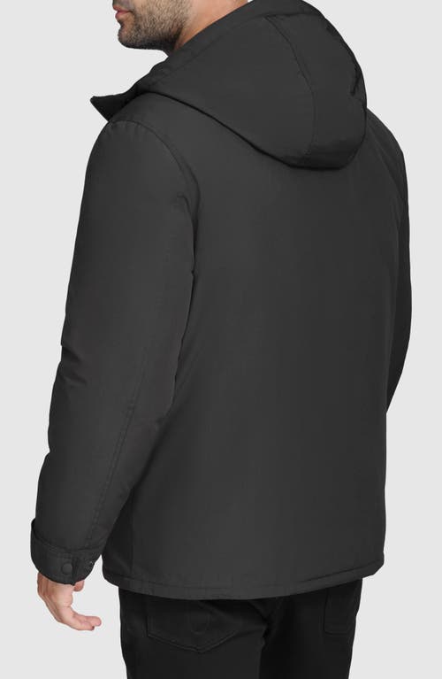 Shop Cole Haan Down & Feather Fill Hooded Puffer Coat In Black