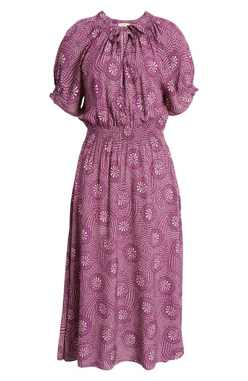 Shop Sessun Sessùn Amber Button Front Midi Dress In Plum Kamni