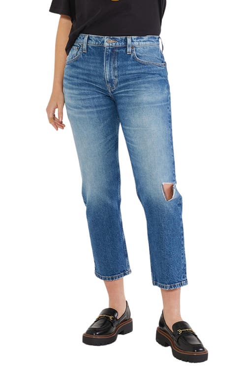 ÉTICA Rae Ripped Crop Straight Leg Jeans in Blue Creek