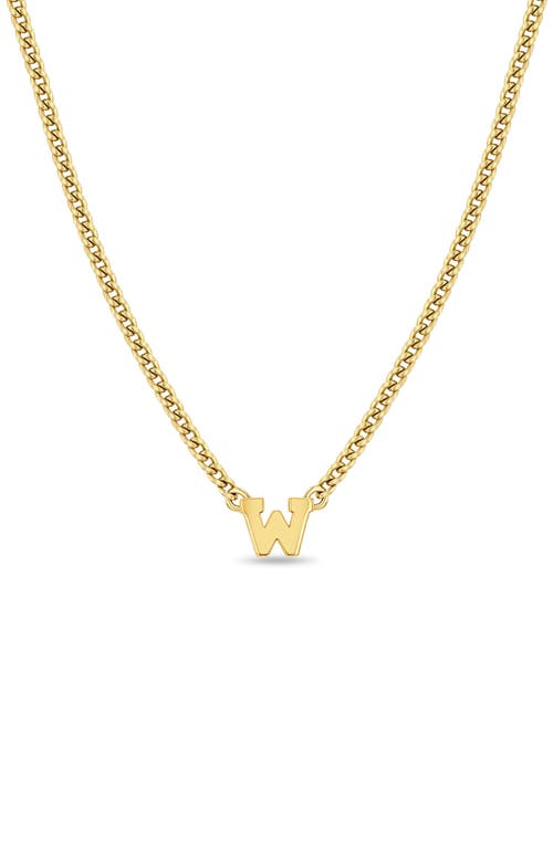 Zoë Chicco Curb Chain Initial Pendant Necklace in Yellow Gold-W at Nordstrom, Size 16