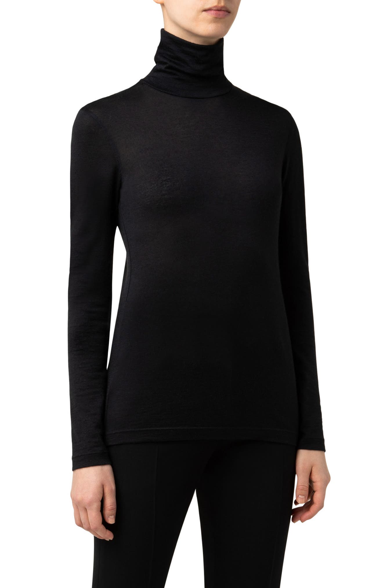 Akris Women's Cashmere \u0026 Silk Turtleneck Top - Black - Size 4
