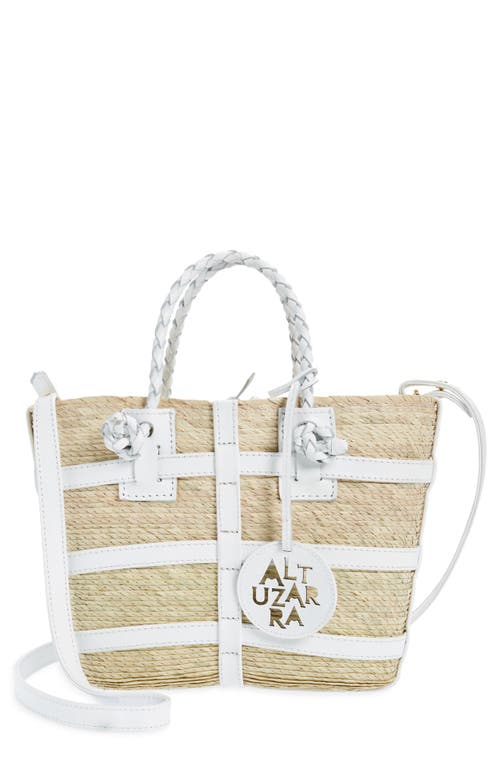 Shop Altuzarra Mini Watermill Woven Palm Tote In Natural/white