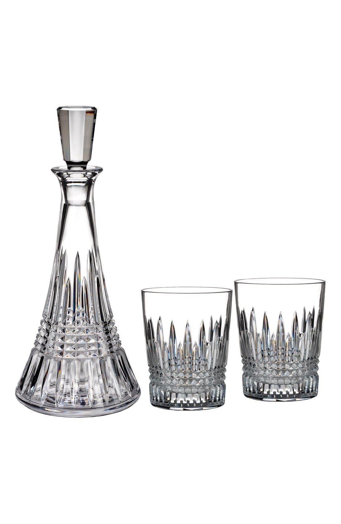 Waterford 'Lismore Diamond' Lead Crystal Decanter & Double OldFashioned Glasses (Set of 3
