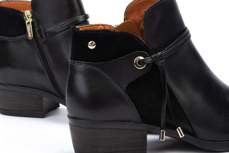 Pikolinos Daroca Scarpa Con Tacco A Ruota Donna - Pelle, Cerniera Laterale E Frange, Comoda E Alla Moda