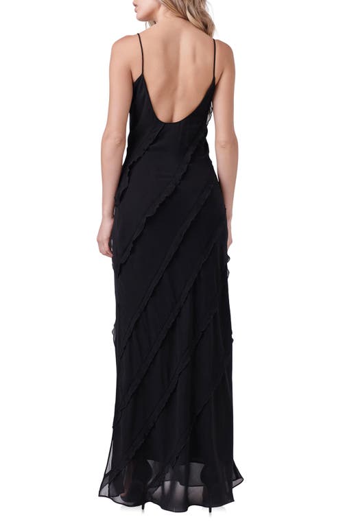 Shop Endless Rose Ruffle Maxi Slipdress In Black