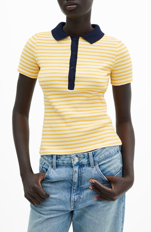 Shop Mango Almond Polo In Yellow Stripe