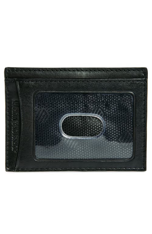 Johnston & Murphy Basketweave Card Holder In Black