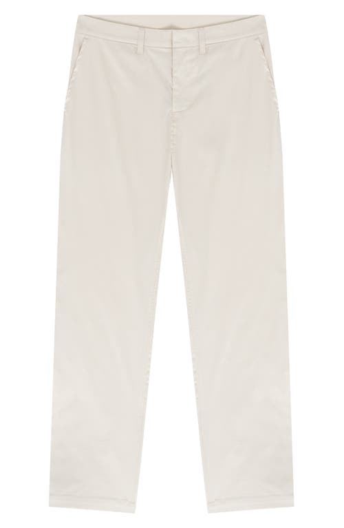 Flat Front Cotton Blend Chinos in Bone