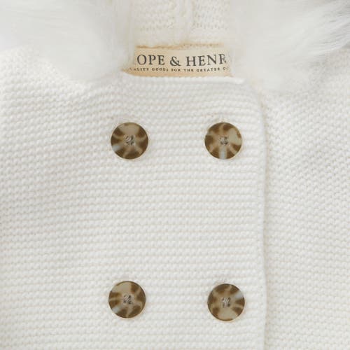 Hope & Henry Baby Faux Fur Hooded Sweater, Infant In Soft White With Faux Fur