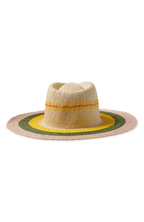 Shop Brixton Pauma Straw Fedora In Natural/soft Pink/olive