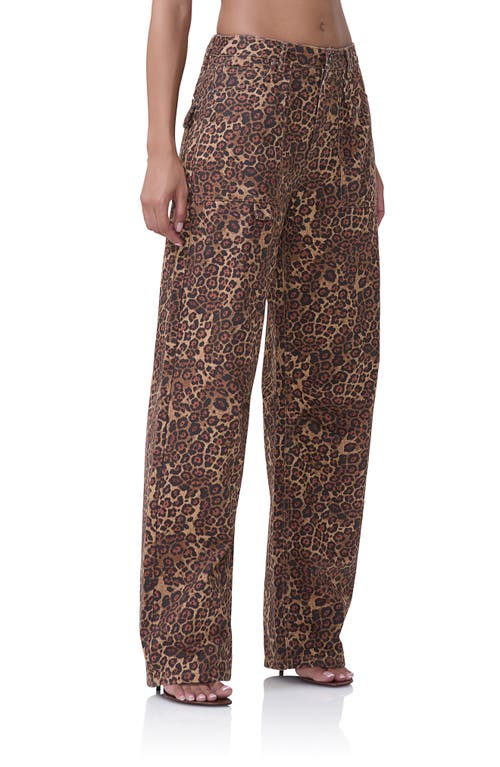 Shop Afrm Rhett Leopard Print Carpenter Jeans In Rock Leopard