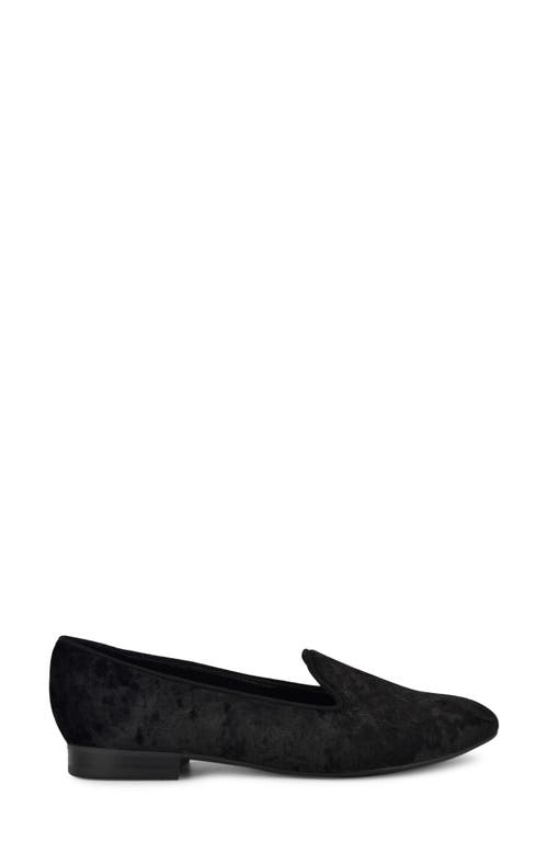 Nine West Renold Womens Block Heel Faux Suede Loafers In Black Velvet