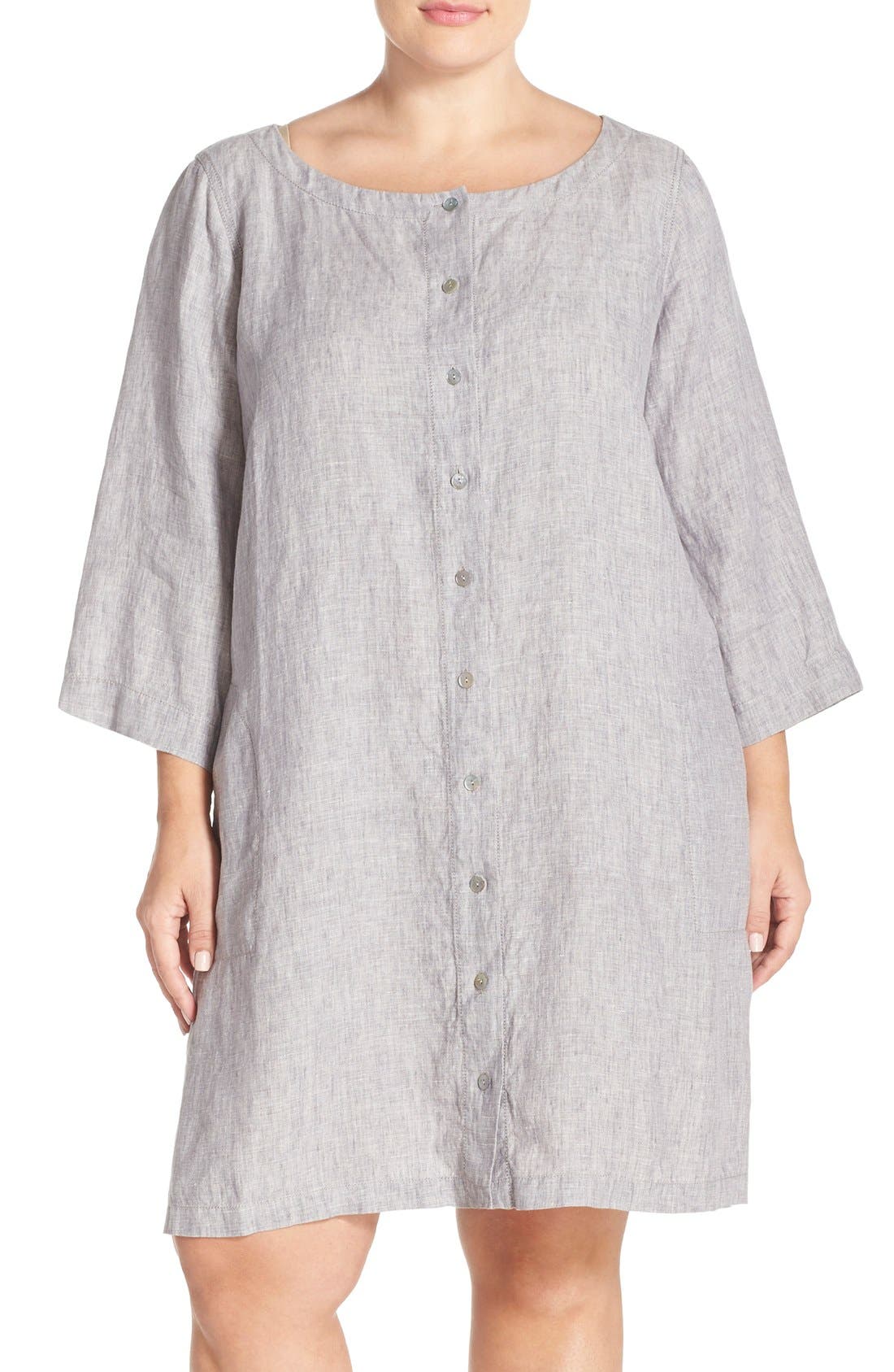 plus size linen shift dress