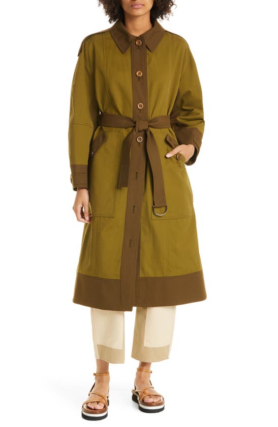 Ulla Johnson Emmanuelle Cotton Trench Coat In Deep Forest