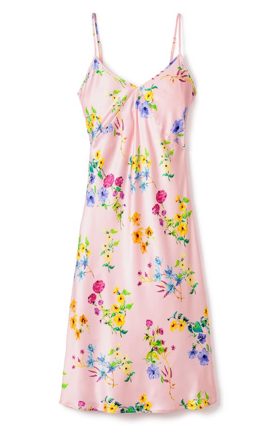 Shop Petite Plume Brilliant Botanical Mulberry Silk Nightgown In Pink
