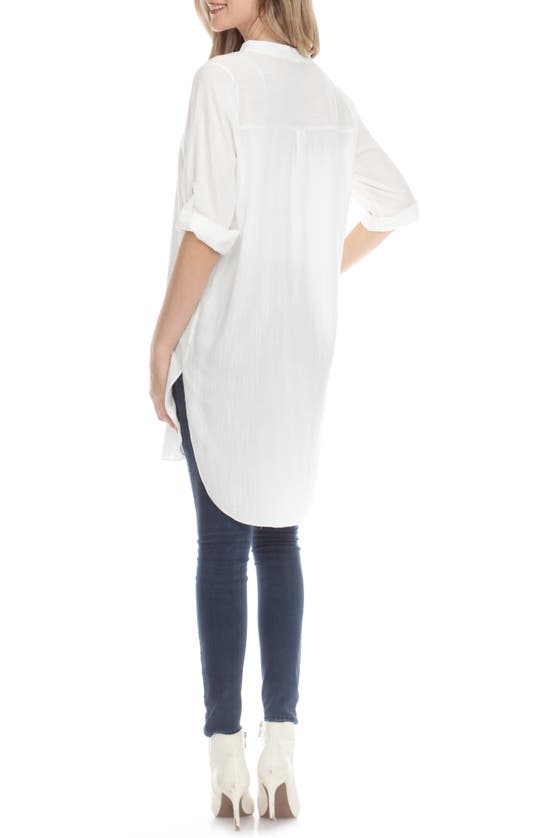 Shop Rain And Rose Notched Neck Tunic Blouse In White