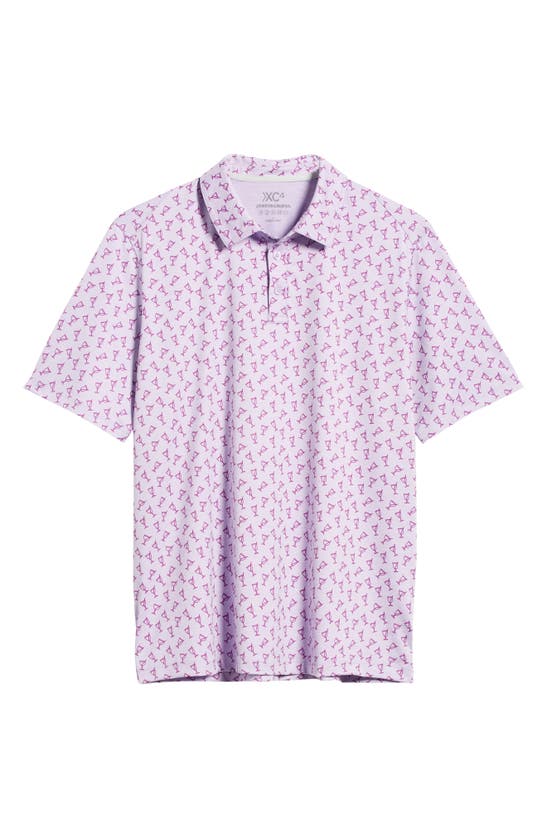 Shop Johnston & Murphy Xc4® Cocktail Print Performance Golf Polo In Lavendar