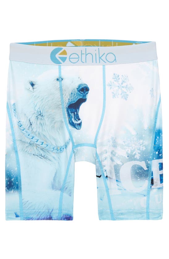 Ethika Kids' Iced Out Boxer Briefs In White/ Blue