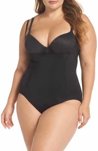 RED HOT by SPANX 10210R Open-Bust Panty Bodysuit Very Black size