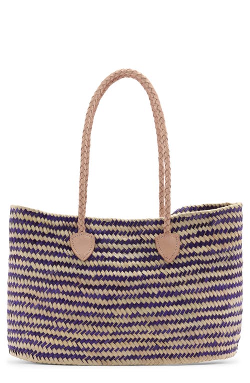 Shop Mango Woven Palm Straw Shopper Tote In Purple