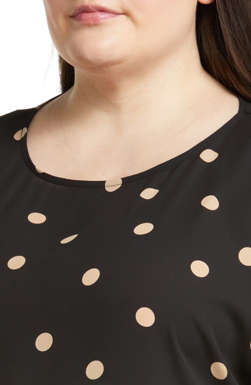 Anne Klein Polka Dot Blouse In Anne Black/ Latte