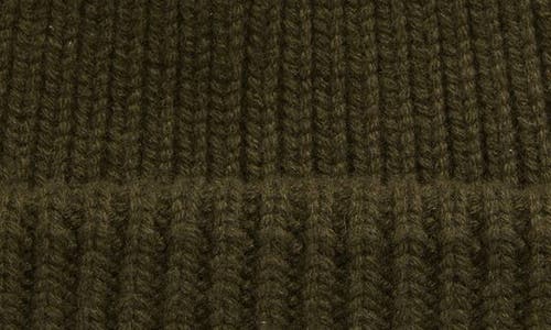 Moncler Logo Cuff Virgin Wool & Cashmere Blend Beanie In Olive Green