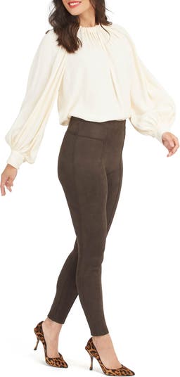 SPANX, Pants & Jumpsuits, Spanx Faux Suede Leggings In Chocolate Brown