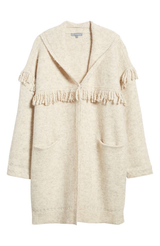 Wit & Wisdom Fringe Yoke Cardigan In Heather Oatmeal