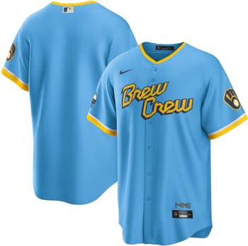 Nike Men's Nike Powder Blue Milwaukee Brewers City Connect Replica Team ...