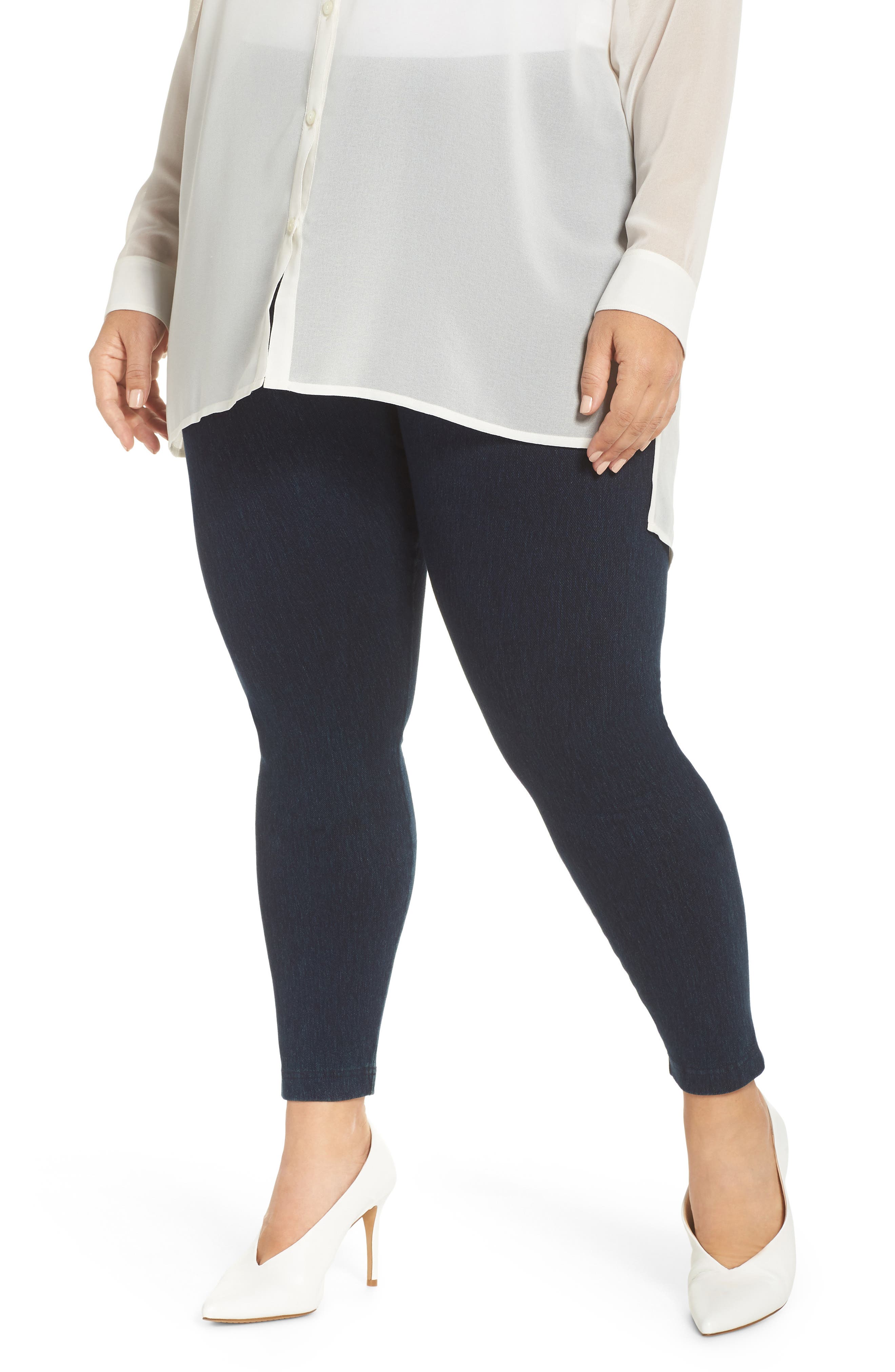 Plus Size Lysse High Rise Stretch Denim Leggings, Blue