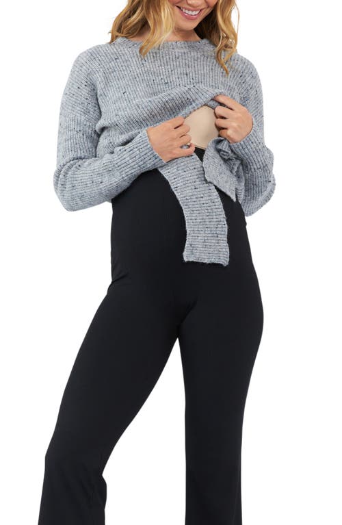 Shop Ripe Maternity Bonnie Tie Front Maternity/nursing Sweater In Grey Marle