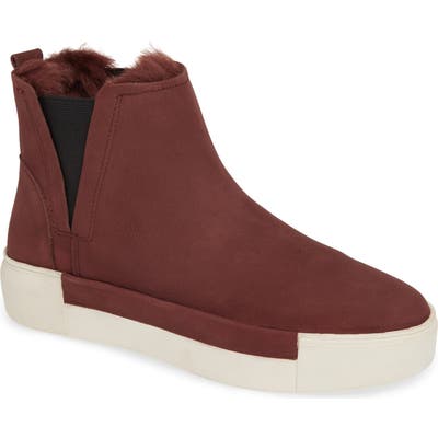 Jslides Val Faux Fur Lined Platform Sneaker, Burgundy