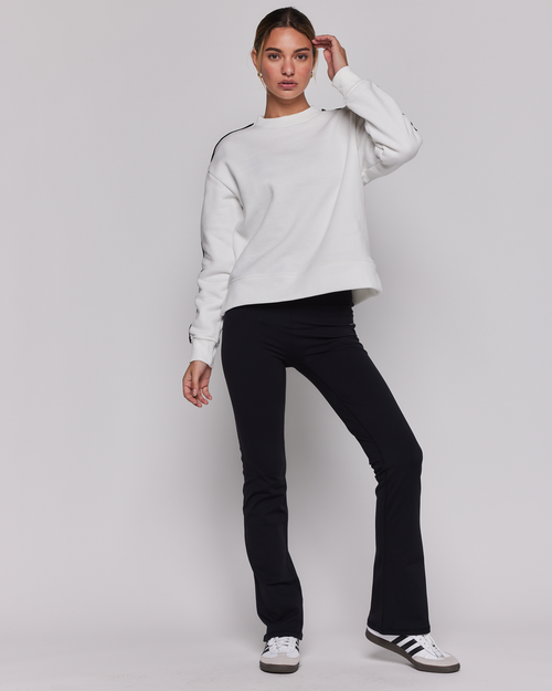 Rebody Active Sideline Fleece Sweatshirt In Brilliant White/black