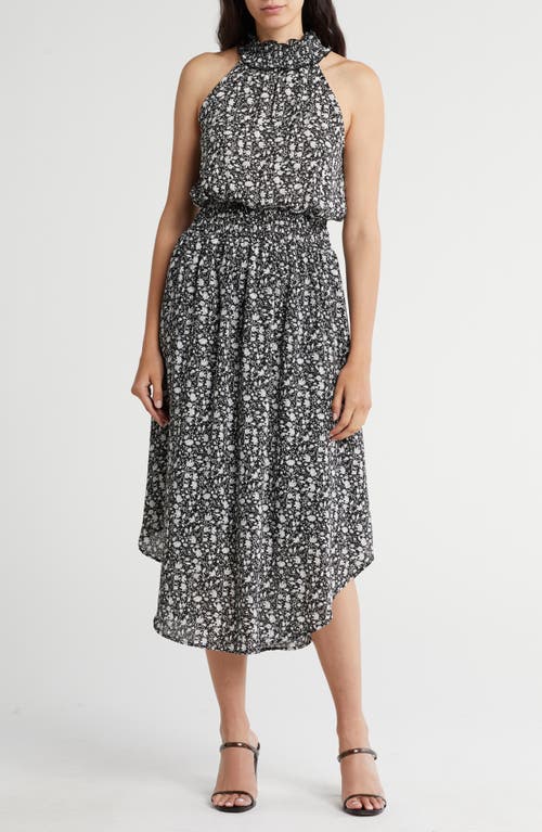 Shop West K Smocked Midi Dress In Black/white