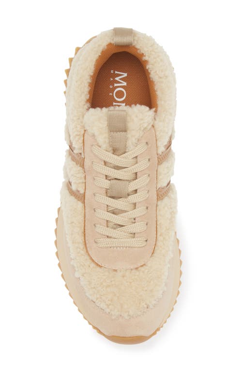Moncler Pacey Shearling-trimmed Leather Sneakers In Beige