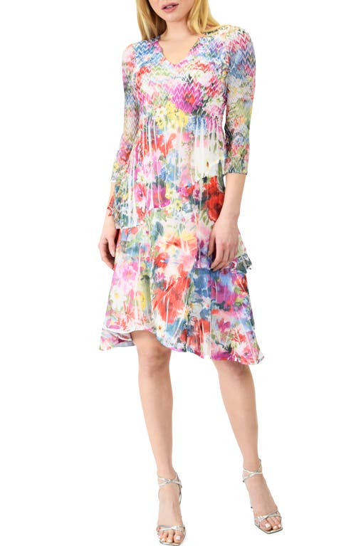 Floral Three-Quarter Sleeve Dress in Monet Floral