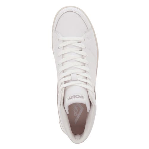 Pony Mens M-80 High Genuine Leather Premium Lace Up Athletic Sneaker Shoe In White/grey/off White