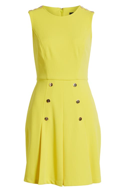 Shop Tahari Asl Pleated Stretch Crepe A-line Dress In Lemonade