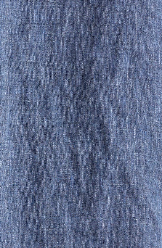 Shop R13 Crop Linen Button-up Shirt In Indigo Blue