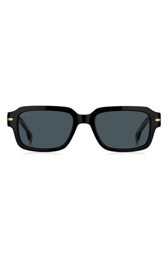 Shop Hugo Boss 53mm Rectangular Sunglasses In Black