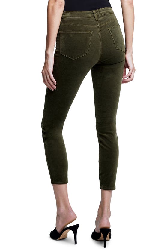 Shop L Agence L'agence Margot Velvet Crop Skinny Jeans In Ivy Green