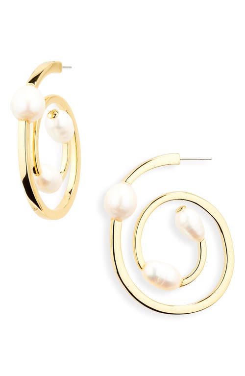 Spin Skater Hoop Earrings in Gold/pearl