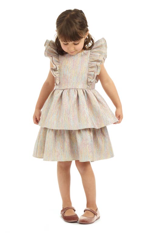 Pippa & Julie Little Girl's Kelly Metallic Fit & Flare Dress In Gold