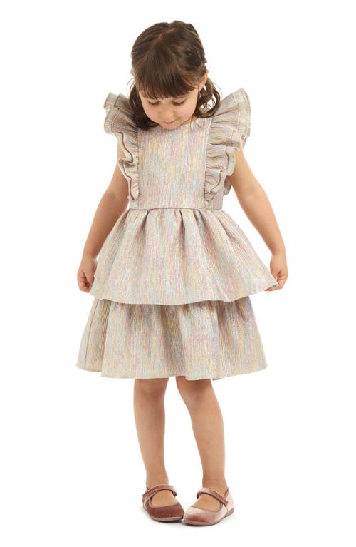 Shop Pippa & Julie Kids' Metallic Tiered Party Dress In Gold