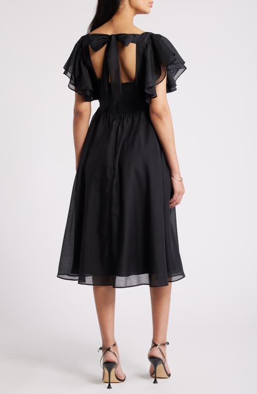 Shop Chelsea28 Ruffle Sleeve Open Back Dress In Black