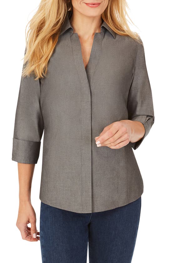 Foxcroft Taylor Fitted Non-iron Shirt In Gray