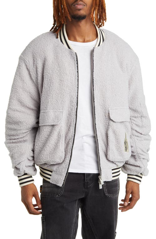 DIET STARTS MONDAY Panther High Pile Fleece Bomber Jacket Grey at Nordstrom,