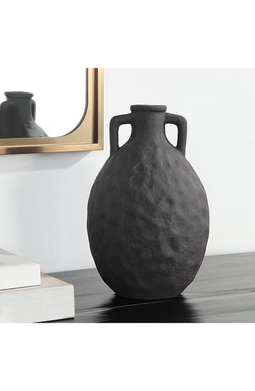 Renwil Fox Ceramic Decorative Vase In Black