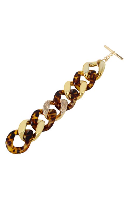 Shop Steve Madden Braided Resin Chain Toggle Bracelet In Tortoise