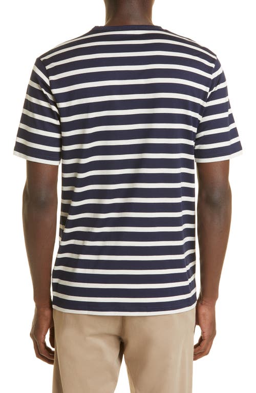 Shop Sunspel Stripe Crewneck T-shirt In Navy/ecru Breton Stripe